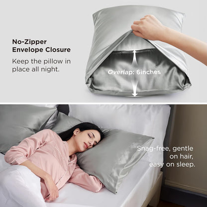 Queen Satin Pillowcase Set of 2, Bedsure Cooling Cover for Hair and Skin