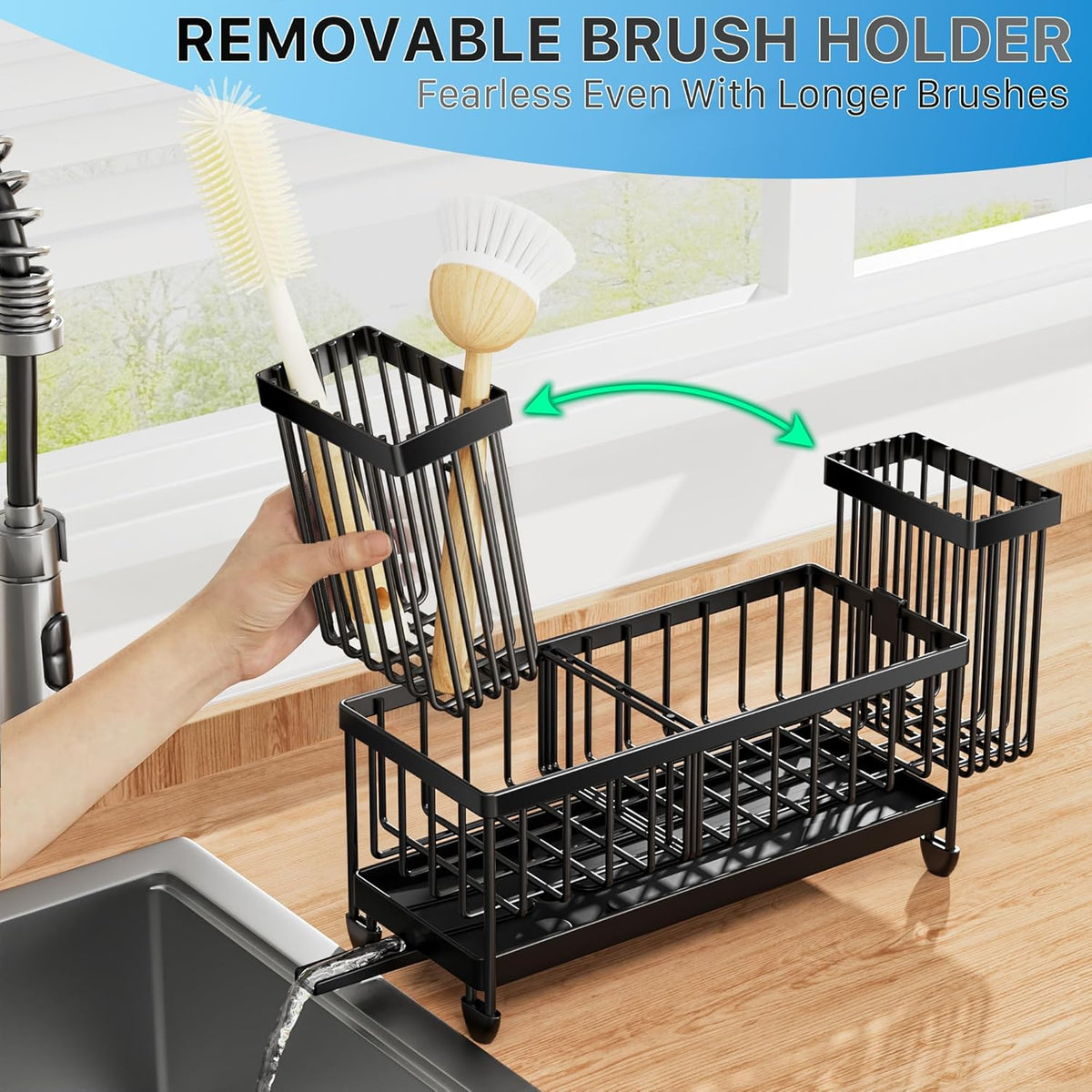 Rotatable Sink Caddy, Cisily 304 Stainless Steel Sponge Holder