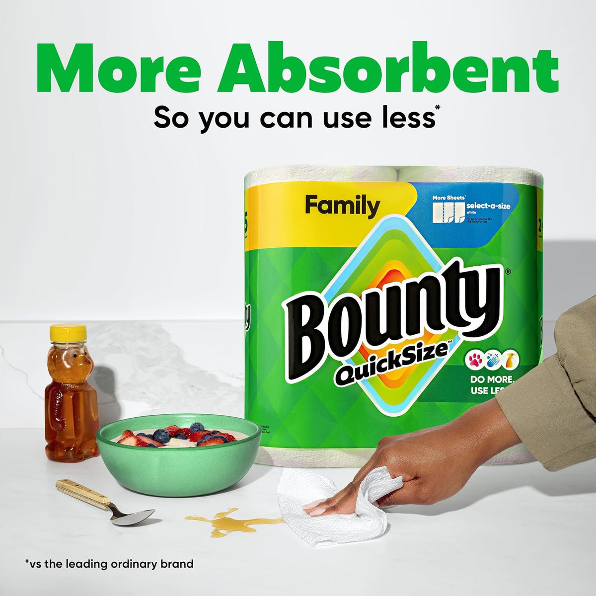 Quick Size Paper Towels, 8 Family Rolls, Highly Absorbent by Bounty