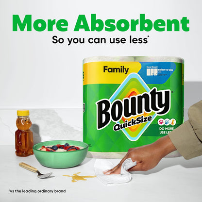 Quick Size Paper Towels, 8 Family Rolls, Highly Absorbent by Bounty