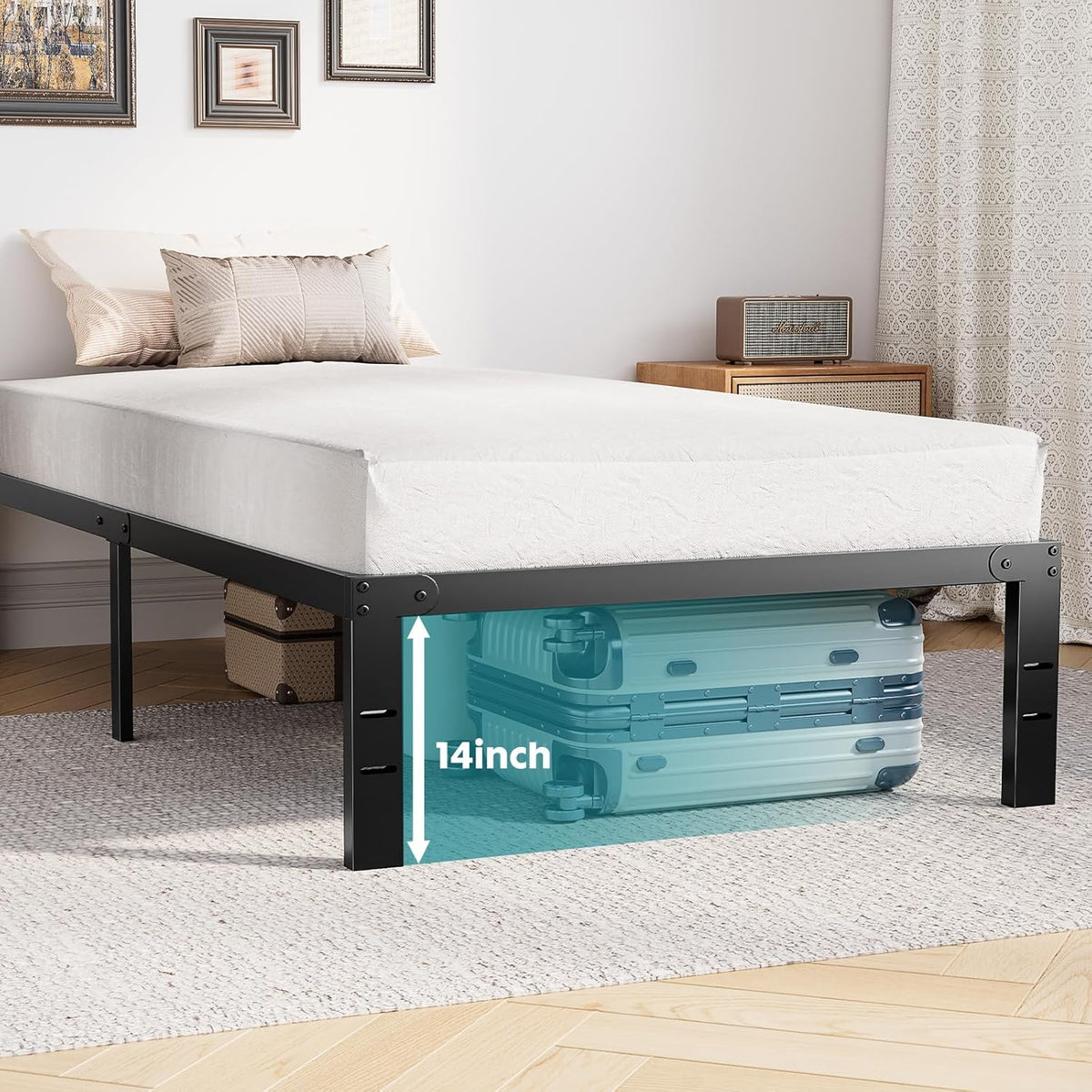 Twin Platform Bed Frame Heavy Duty Steel With Storage Sweetcrispy
