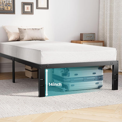 Twin Platform Bed Frame Heavy Duty Steel With Storage Sweetcrispy