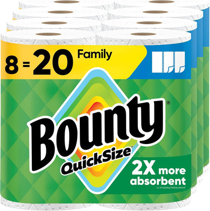 Quick Size Paper Towels, 8 Family Rolls, Highly Absorbent by Bounty