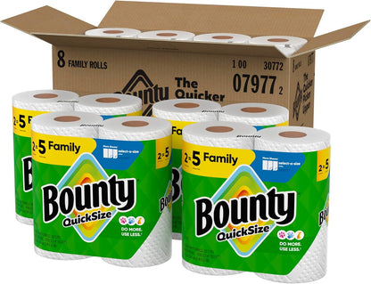 Quick Size Paper Towels, 8 Family Rolls, Highly Absorbent by Bounty