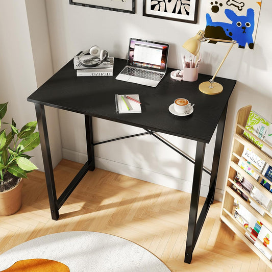 DUMOS 32 Inch Small Computer Desk With X-Brace Support, Black