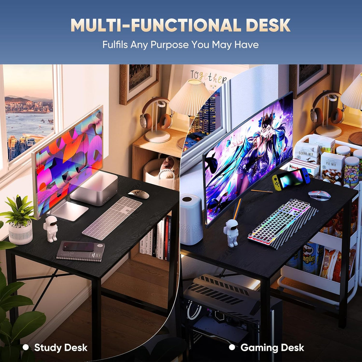 DUMOS 32 Inch Small Computer Desk With X-Brace Support, Black