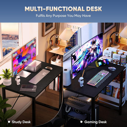 DUMOS 32 Inch Small Computer Desk With X-Brace Support, Black