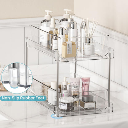 Clear Under Sink Organizer 4 Pack, Vtopmart 2 Tier Pull Out Storage
