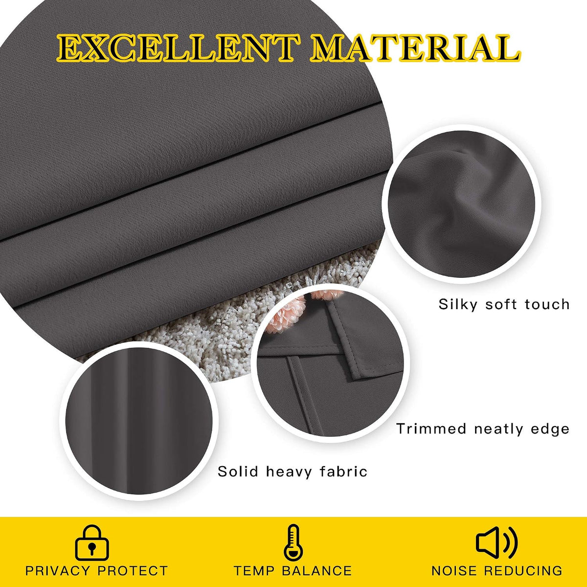 Gray Blackout Curtains 84 Inch Long, NICETOWN Thermal Grommet Panels