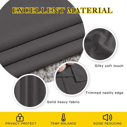 Gray Blackout Curtains 84 Inch Long, NICETOWN Thermal Grommet Panels