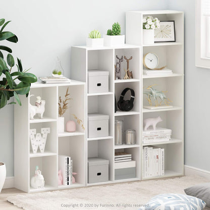 5-Cube Bookshelf, Reversible White Storage Shelf by Furinno