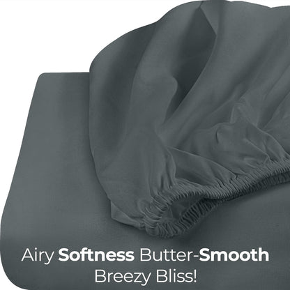 Queen Fitted Sheet Deep Pocket Soft Microfiber by Utopia Bedding Grey