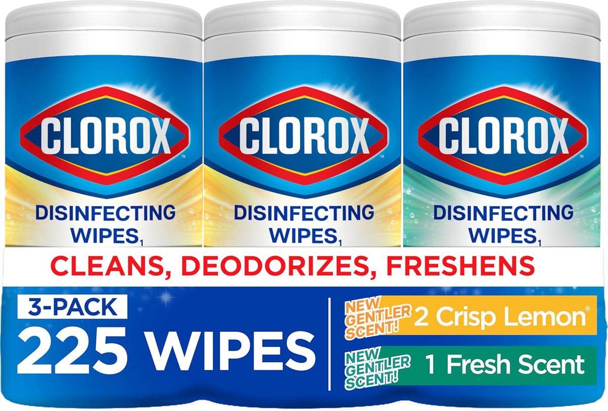 Bleach-Free Disinfecting Wipes, Lemon & Fresh Scent, Clorox 225 Count