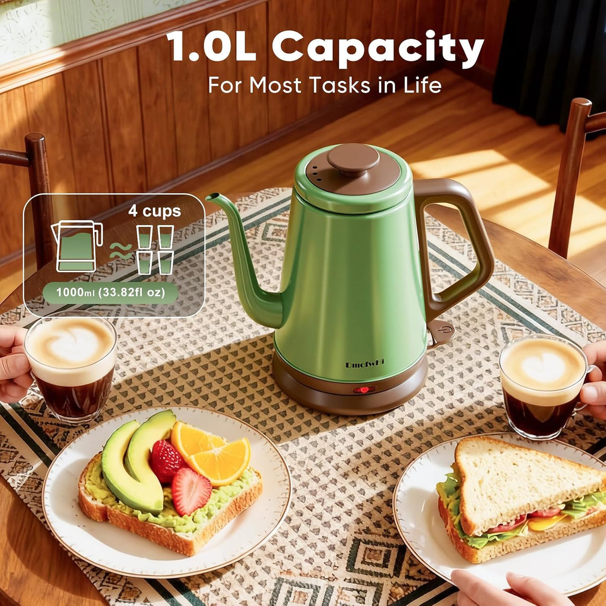 DmofwHi Gooseneck Electric Kettle for Pour Over Coffee, 1 Liter