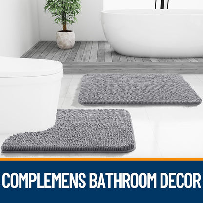 30x20 Bath Rug, Soft Absorbent Chenille Mat Non-Slip Backing OLANLY
