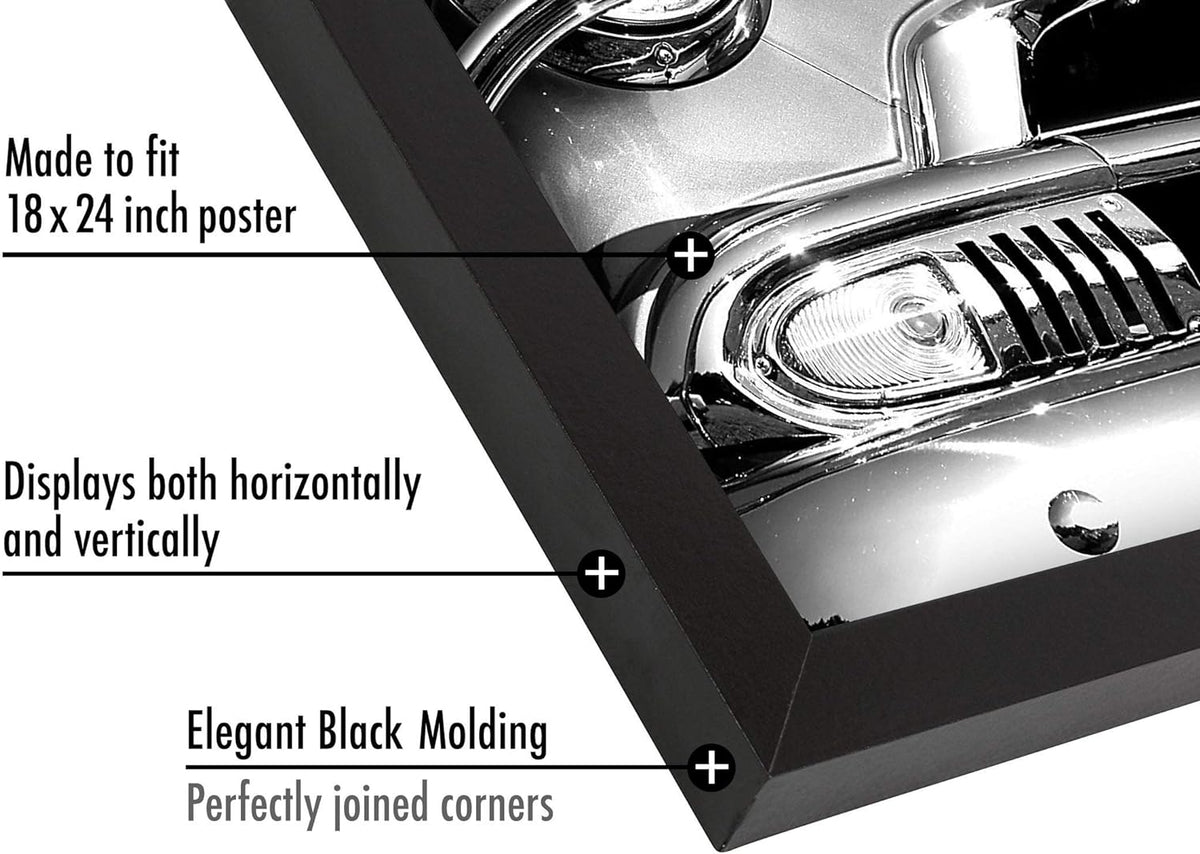 18x24 Poster Frame In Black With Polished Plexiglass And Wide Molding