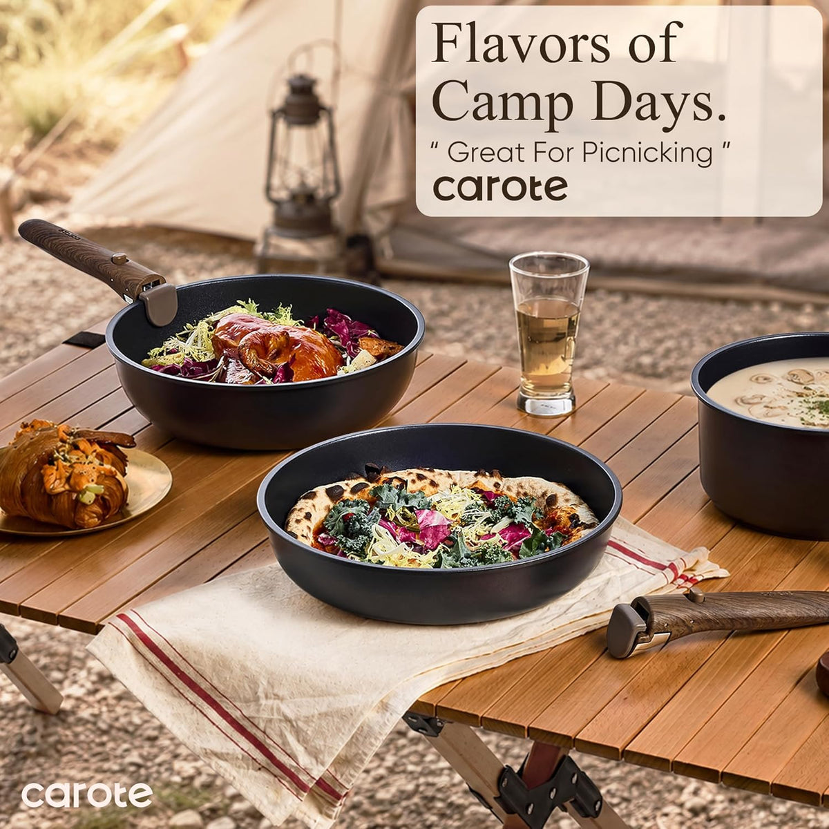 CAROTE 19-Piece Detachable Handle Cookware Set, Nonstick Pots and Pans