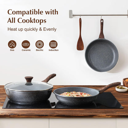 9.5 Inch Nonstick Frying Pan with Swiss Granite Coating by SENSARTE