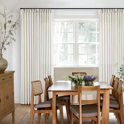 Pinch Pleat Linen Curtains 84 Inch, TWODRAPES Semi Sheer 2 Panels