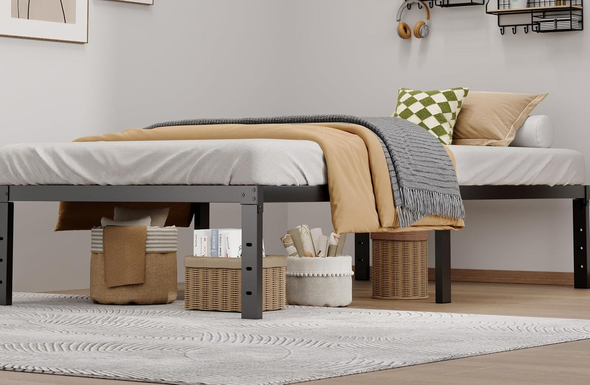 LUMUNANCE Twin Metal Bed Frame, 14 Inch Platform with Underbed Storage