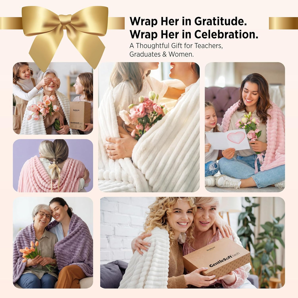 Soft Fleece Throw Blanket for Couch and Bed, Bedsure 50x60 Off White