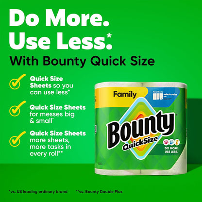 Quick Size Paper Towels, 8 Family Rolls, Highly Absorbent by Bounty