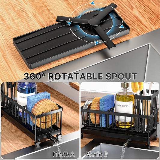 Rotatable Sink Caddy, Cisily 304 Stainless Steel Sponge Holder