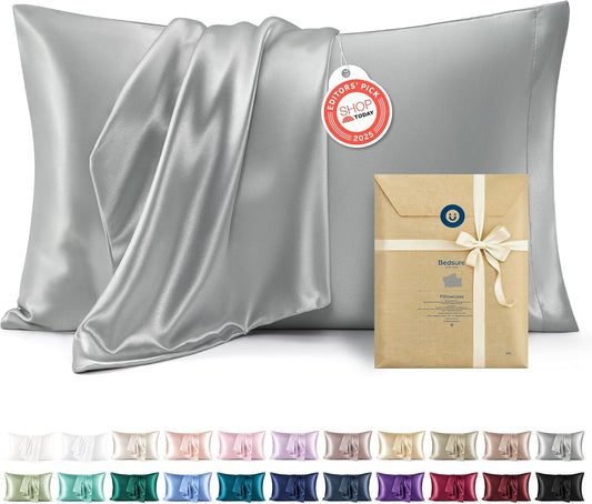 Queen Satin Pillowcase Set of 2, Bedsure Cooling Cover for Hair and Skin