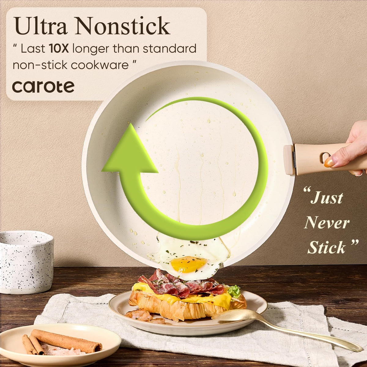 CAROTE 19-Piece Detachable Handle Cookware Set, Space Saving Nonstick