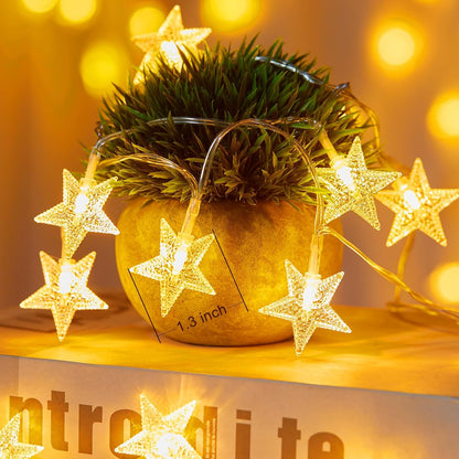 Minetom 17ft Battery Star String Lights, 50 LED Warm White With Timer