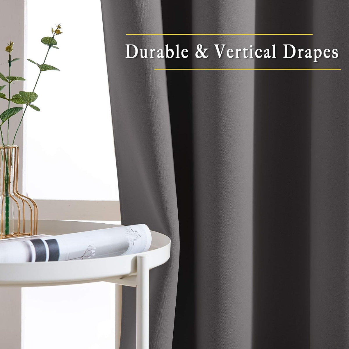 Gray Blackout Curtains 84 Inch Long, NICETOWN Thermal Grommet Panels