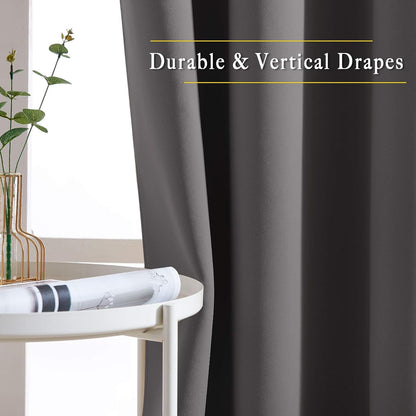 Gray Blackout Curtains 84 Inch Long, NICETOWN Thermal Grommet Panels