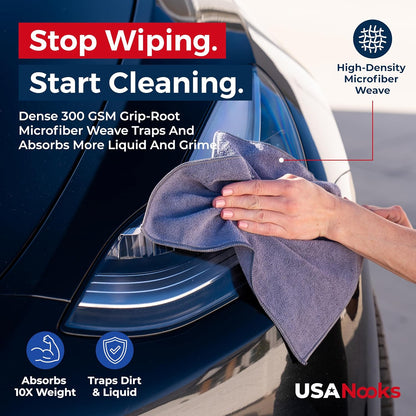 Microfiber Cleaning Cloths 12-Pack, USANOOKS Lint-Free 12.5 Inch
