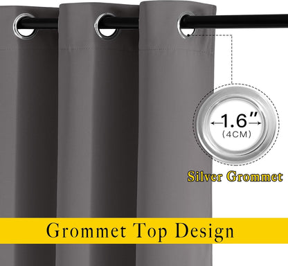 Gray Blackout Curtains 84 Inch Long, NICETOWN Thermal Grommet Panels