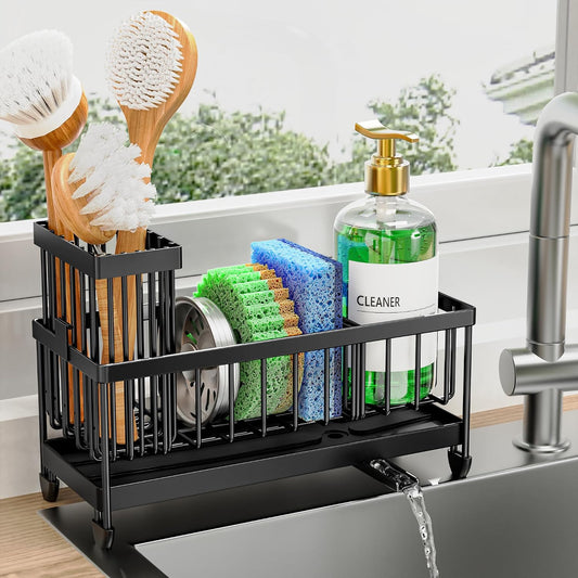 Rotatable Sink Caddy, Cisily 304 Stainless Steel Sponge Holder