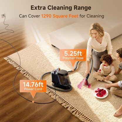 Uwant Y100 Portable Carpet Cleaner with 18Kpa Suction and 2-in-1 Tank
