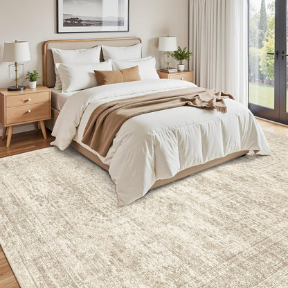 8x10 Washable Area Rug, Vintage Beige Non-Slip Soft Carpet by Soalmost