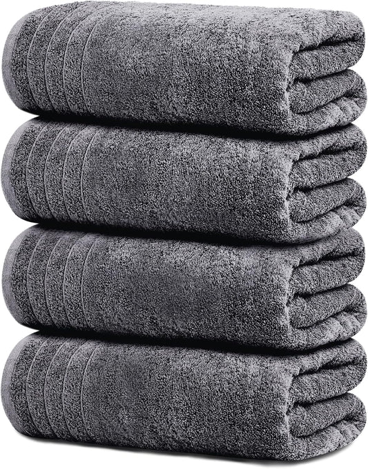 Extra Large Bath Towels 30x60, 100% Cotton Quick Dry, 4 Pack