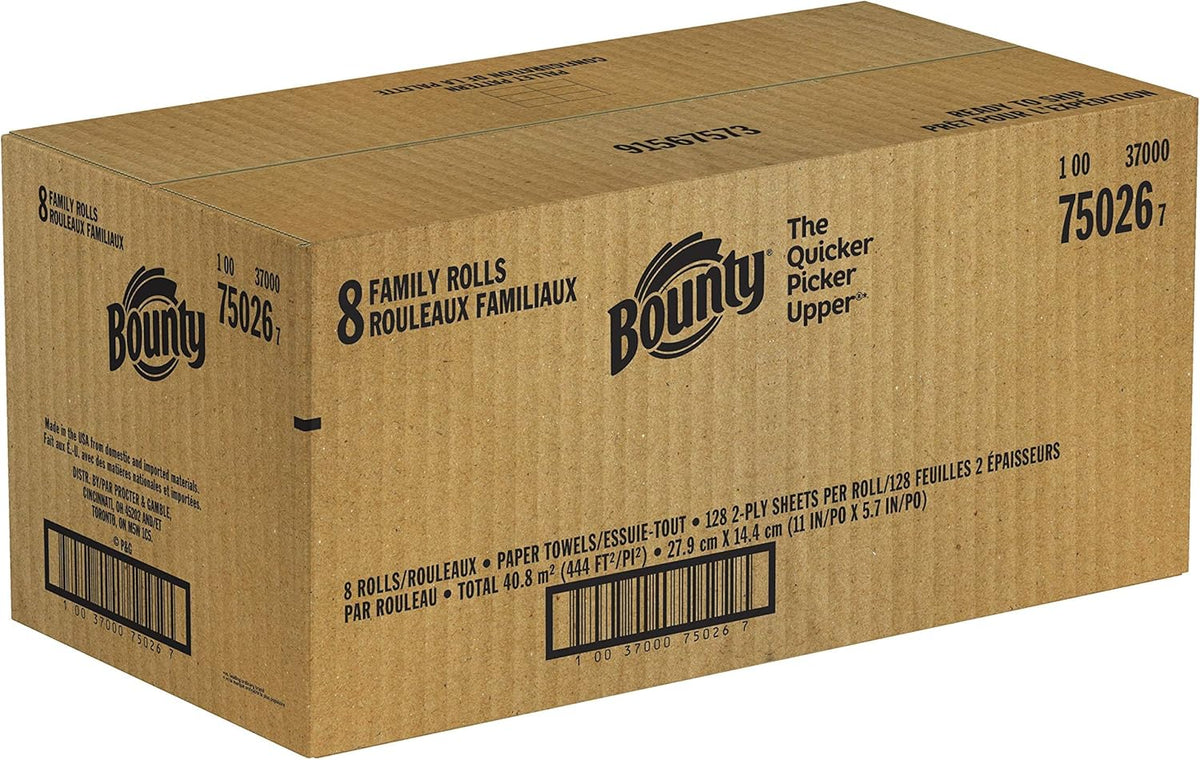 Quick Size Paper Towels, 8 Family Rolls, Highly Absorbent by Bounty