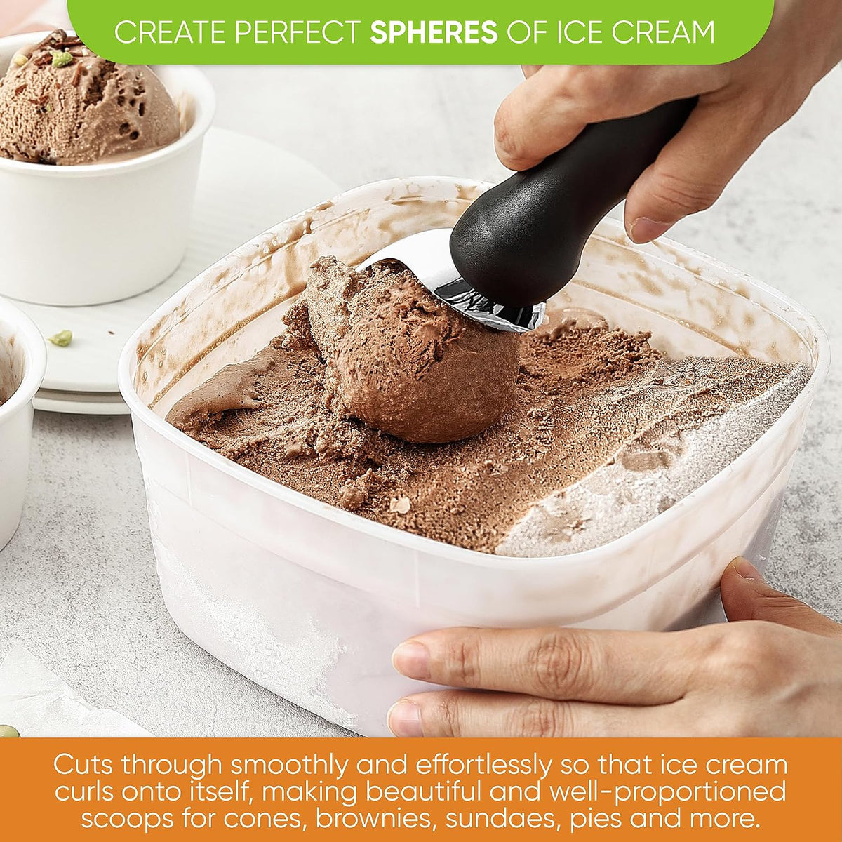 Heavy Duty Ice Cream Scoop With Comfort Handle By Spring Chef