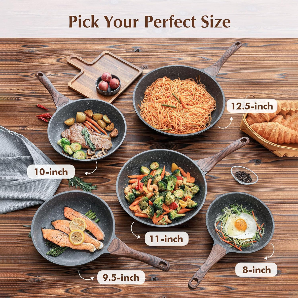 9.5 Inch Nonstick Frying Pan with Swiss Granite Coating by SENSARTE