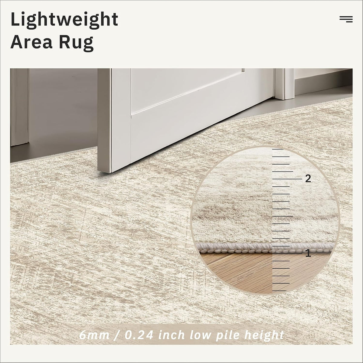 8x10 Washable Area Rug, Vintage Beige Non-Slip Soft Carpet by Soalmost