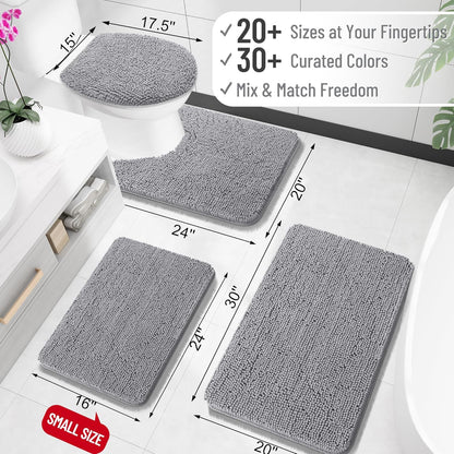 30x20 Bath Rug, Soft Absorbent Chenille Mat Non-Slip Backing OLANLY