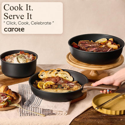CAROTE 19-Piece Detachable Handle Cookware Set, Nonstick Pots and Pans
