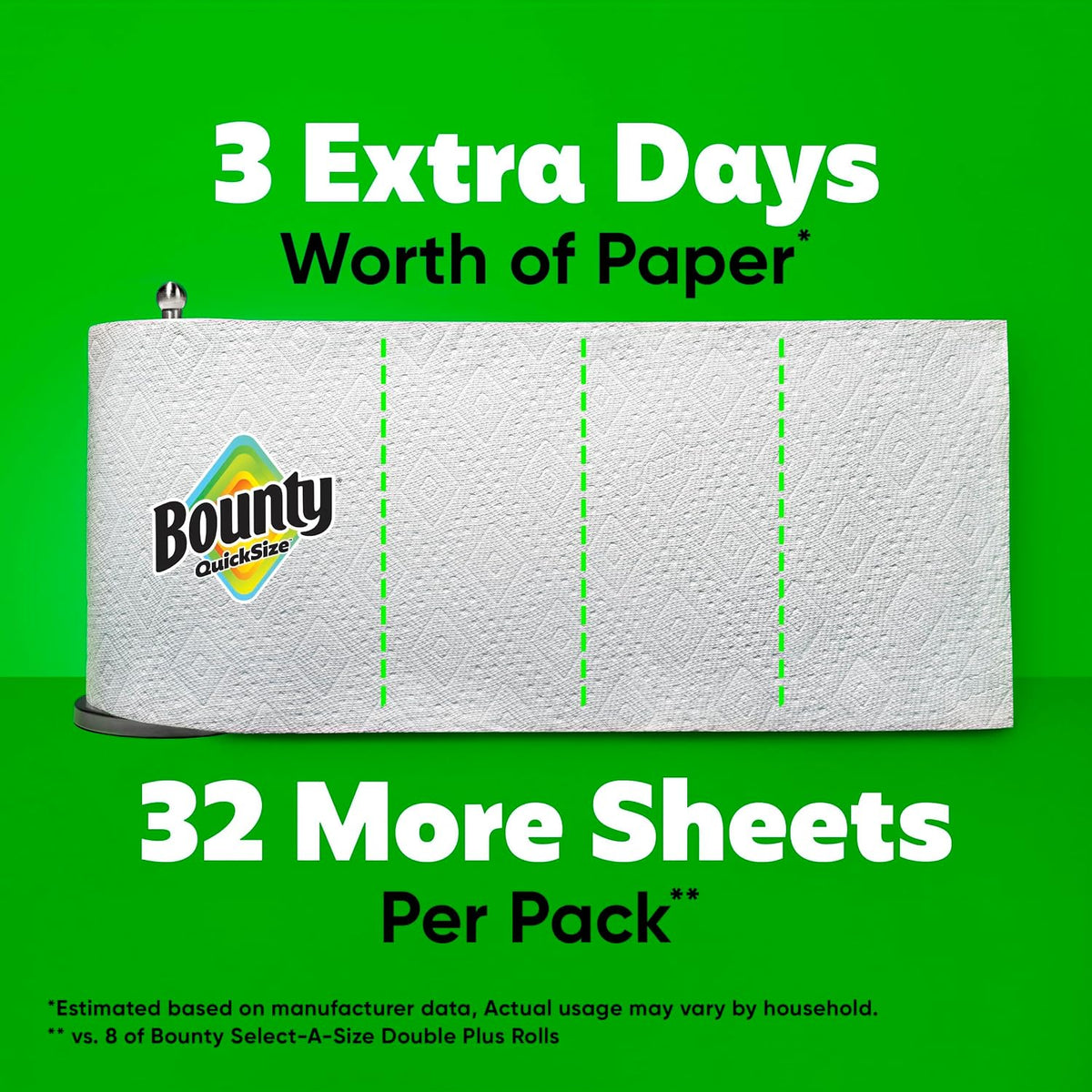 Quick Size Paper Towels, 8 Family Rolls, Highly Absorbent by Bounty