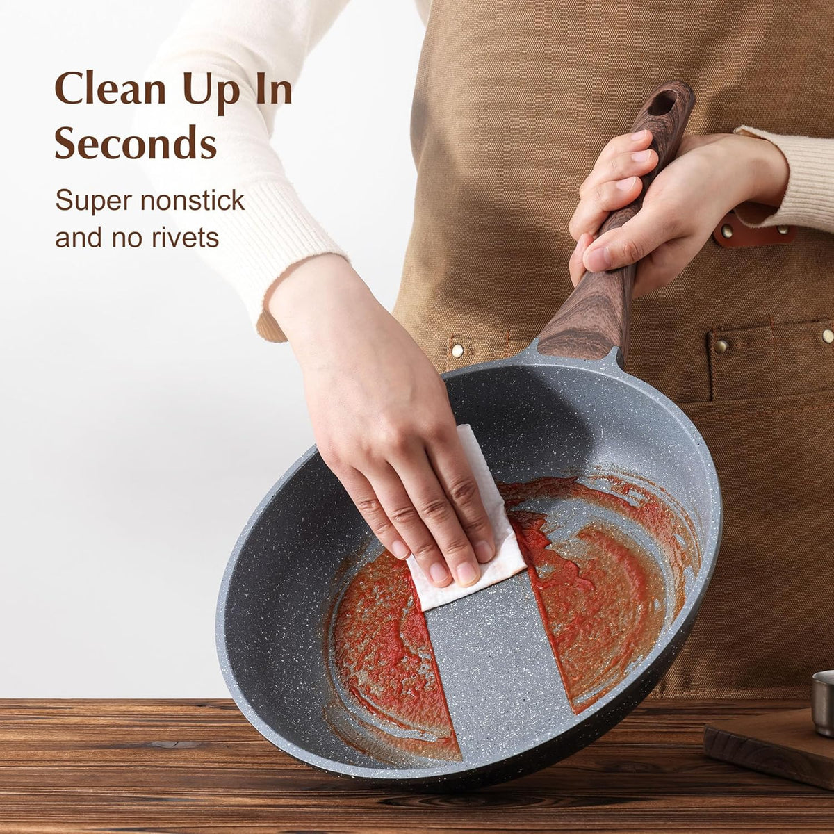 9.5 Inch Nonstick Frying Pan with Swiss Granite Coating by SENSARTE