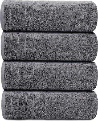 Extra Large Bath Towels 30x60, 100% Cotton Quick Dry, 4 Pack