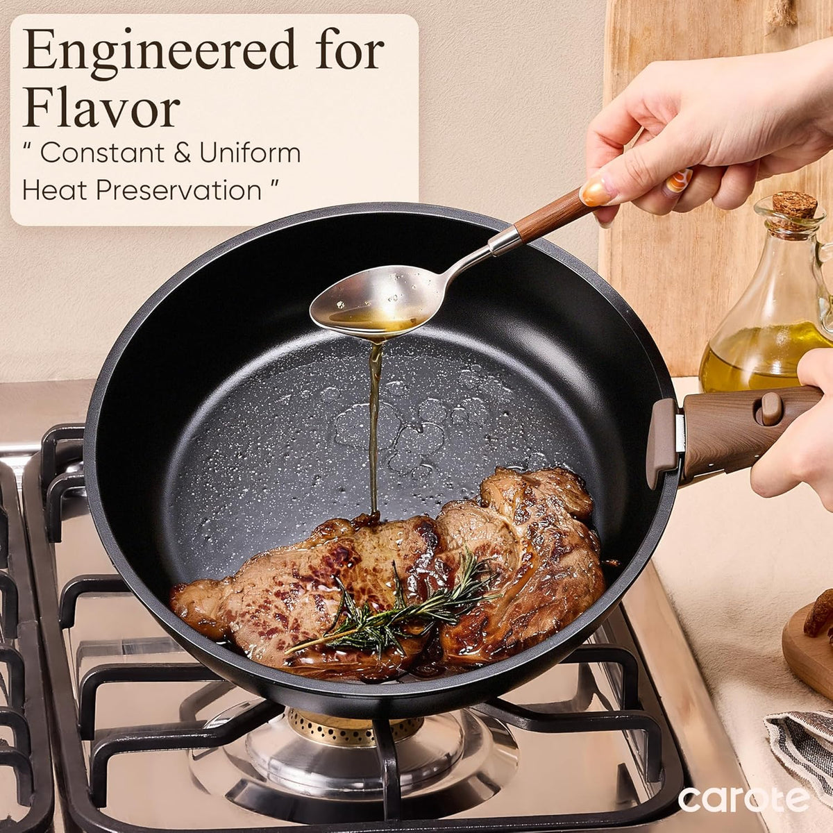 CAROTE 19-Piece Detachable Handle Cookware Set, Nonstick Pots and Pans