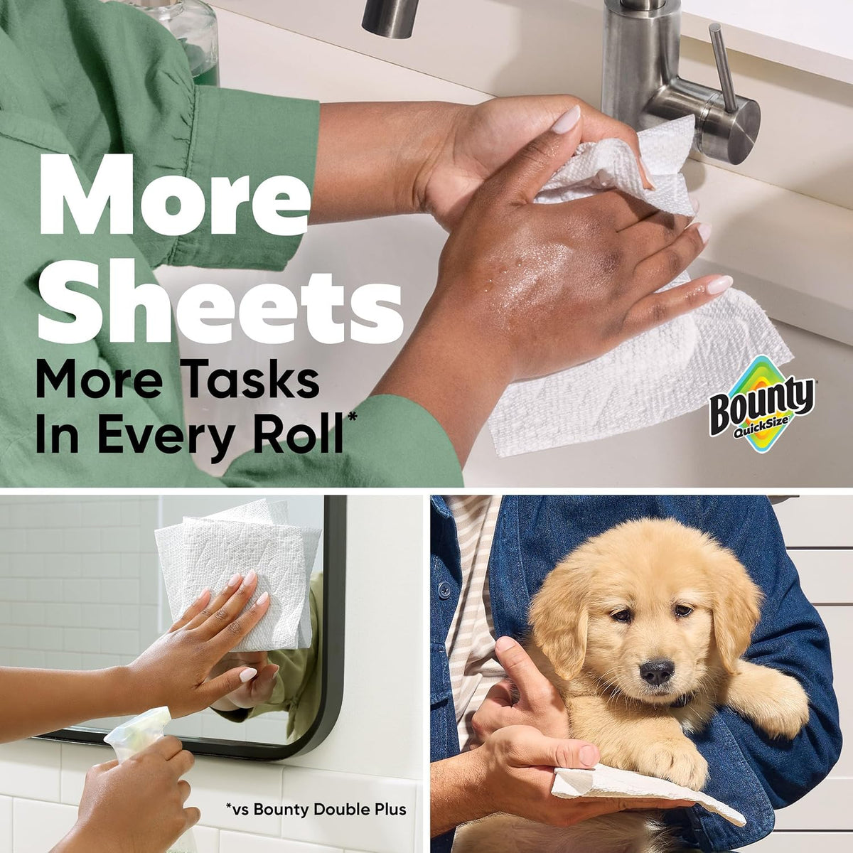 Quick Size Paper Towels, 8 Family Rolls, Highly Absorbent by Bounty